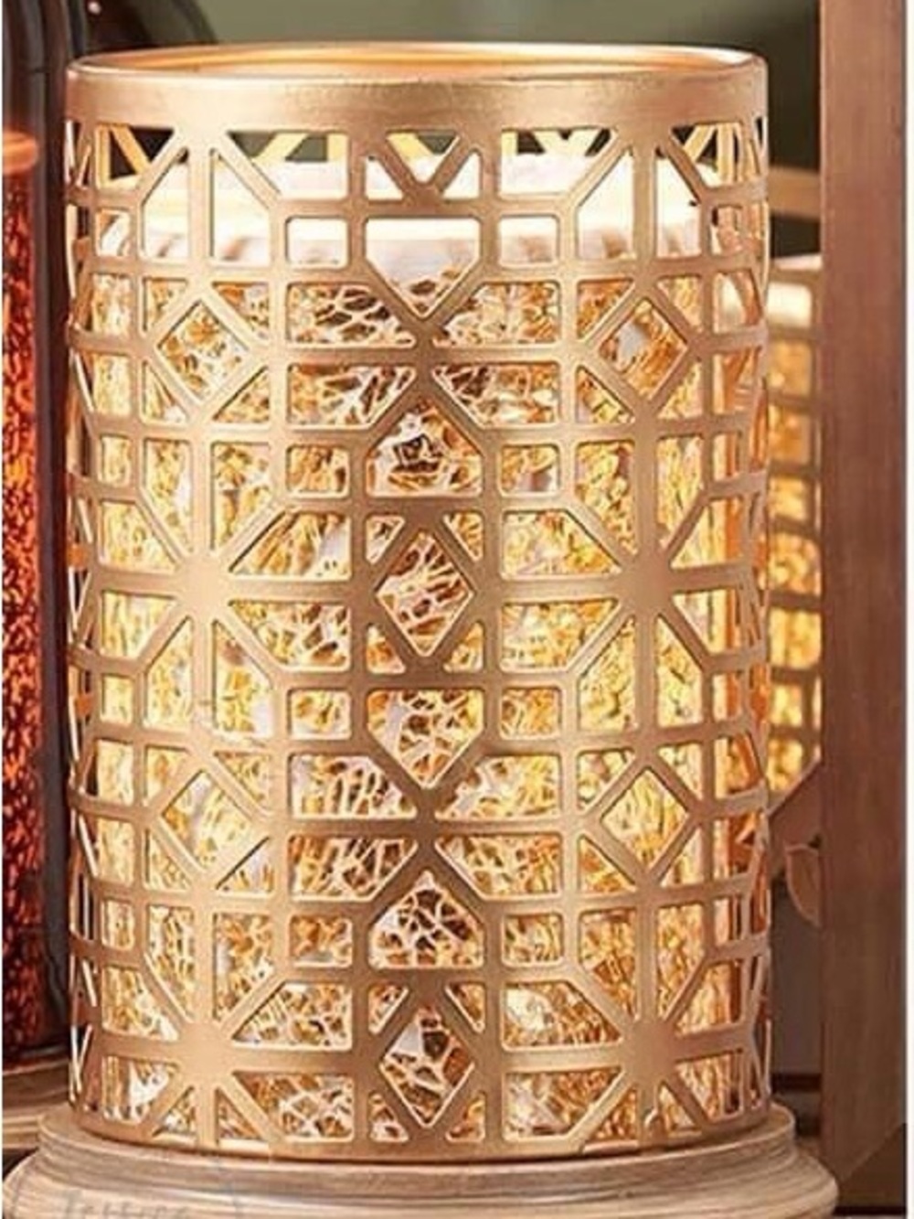 Pink Zebra Gold Geometric Metal Candle Holder